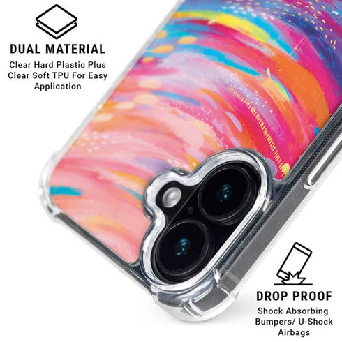 Rainbow Wave Brush Stroke by Etta Vee iPhone 16 Plus Clear Case