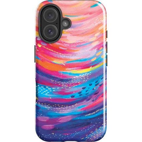 Rainbow Wave Brush Stroke by Etta Vee iPhone 16 Plus Impact Case