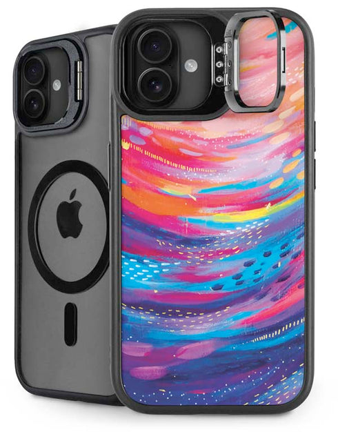Rainbow Wave Brush Stroke by Etta Vee iPhone 16 Plus Kickstand Case
