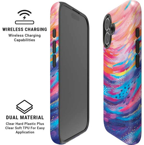 Rainbow Wave Brush Stroke by Etta Vee iPhone 16 Plus Magsafe Impact Case