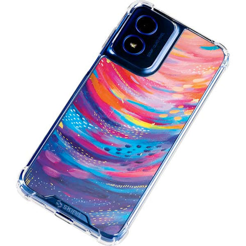 Rainbow Wave Brush Stroke by Etta Vee Moto G 5G (2024) Clear Case