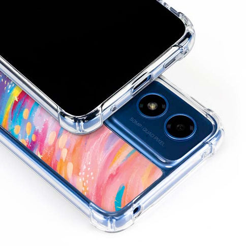 Rainbow Wave Brush Stroke by Etta Vee Moto G 5G (2024) Clear Case