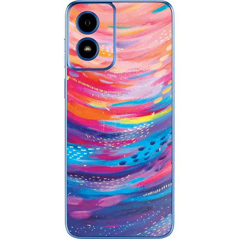 Rainbow Wave Brush Stroke by Etta Vee Moto G Play 4G (2024) Skin