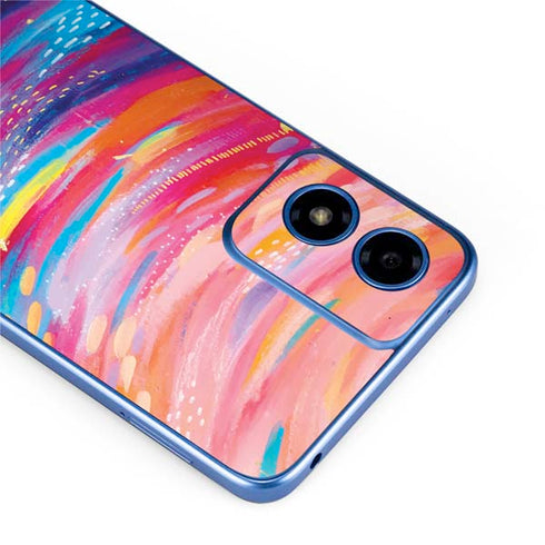 Rainbow Wave Brush Stroke by Etta Vee Moto G Play 4G (2024) Skin