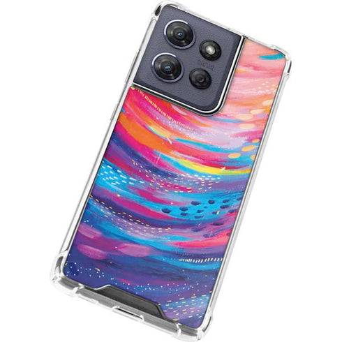 Rainbow Wave Brush Stroke by Etta Vee Moto G Play 5G (2025) Clear Case