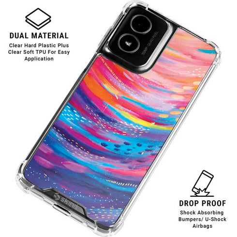 Rainbow Wave Brush Stroke by Etta Vee Moto G Power 5G (2024) Clear Case