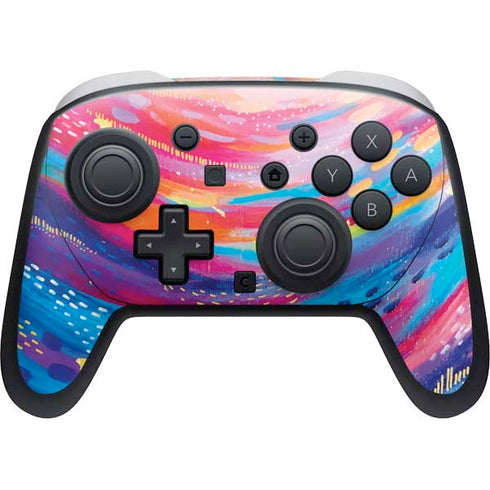 Rainbow Wave Brush Stroke by Etta Vee Nintendo Switch 2 (2025) Pro Controller Skin