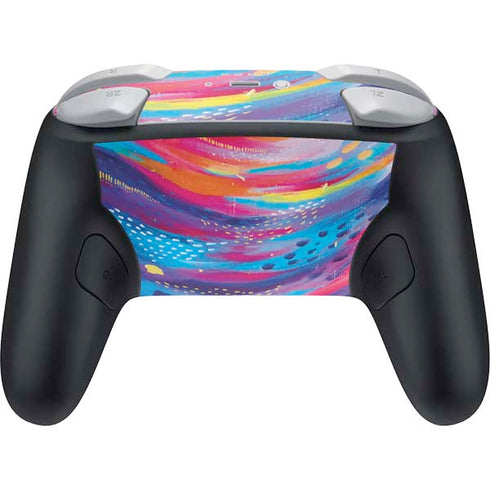 Rainbow Wave Brush Stroke by Etta Vee Nintendo Switch 2 (2025) Pro Controller Skin
