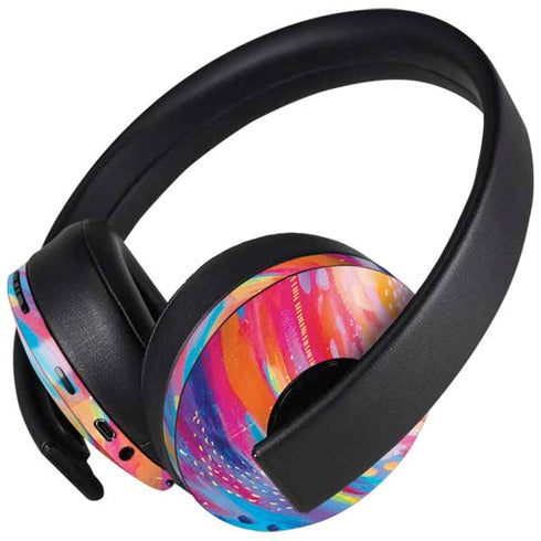 Rainbow Wave Brush Stroke by Etta Vee PlayStation 4 Gold Wireless Headset Skin