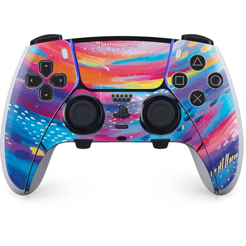 Etta Vee Rainbow Wave Brush Stroke PS5 DualSense Edge Pro Controller Skin