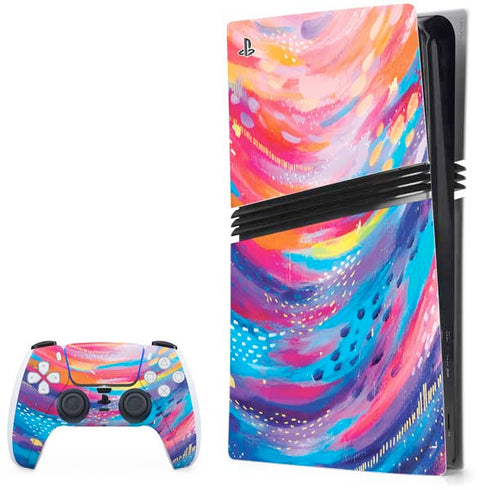 Rainbow Wave Brush Stroke by Etta Vee PlayStation PS5 Skins
