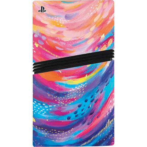 Rainbow Wave Brush Stroke by Etta Vee PS5 Pro Disk Bundle Skin