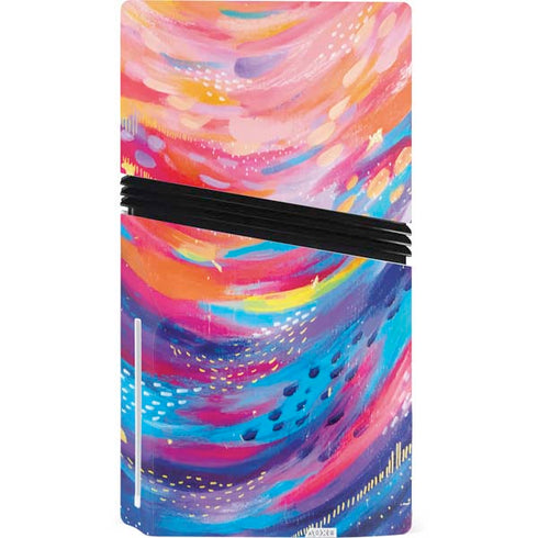 Rainbow Wave Brush Stroke by Etta Vee PS5 Pro Disk Bundle Skin