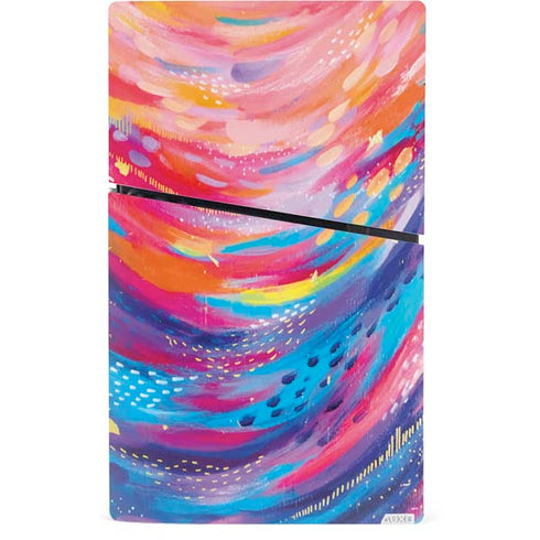 Rainbow Wave Brush Stroke by Etta Vee PS5 Slim Digital Edition Console Skin
