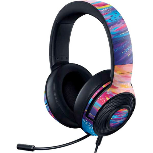 Rainbow Wave Brush Stroke by Etta Vee Razer Kraken X Skin