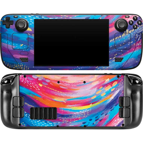 Rainbow Wave Brush Stroke by Etta Vee Steam Deck Handheld Gaming Computer OLED Skin
