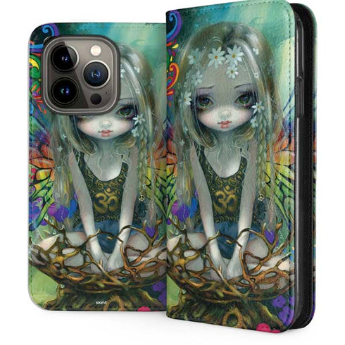 Rainbow Winged Yoga Fairy by Jasmine Becket-Griffith iPhone 14 Pro Folio Case