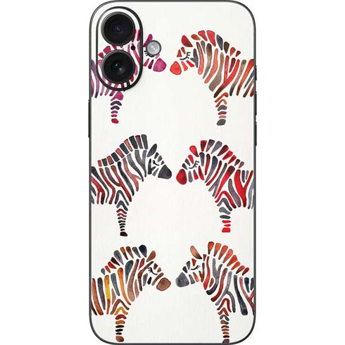 Rainbow Zebras by Cat Coq iPhone 16 Plus Skin