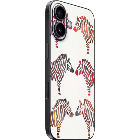 Rainbow Zebras by Cat Coq iPhone 16 Plus Skin