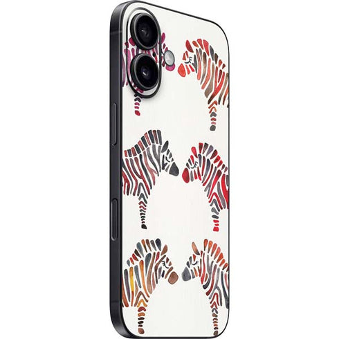 Rainbow Zebras by Cat Coq iPhone 16 Skin