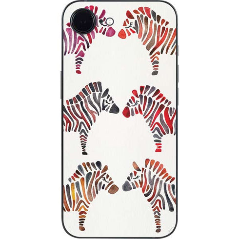 Rainbow Zebras by Cat Coq iPhone 16e Skin