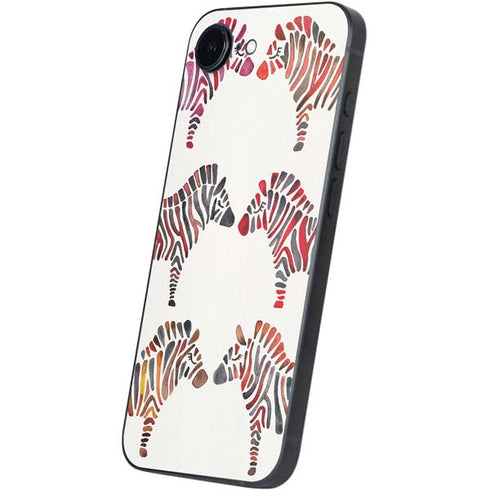 Rainbow Zebras by Cat Coq iPhone 16e Skin