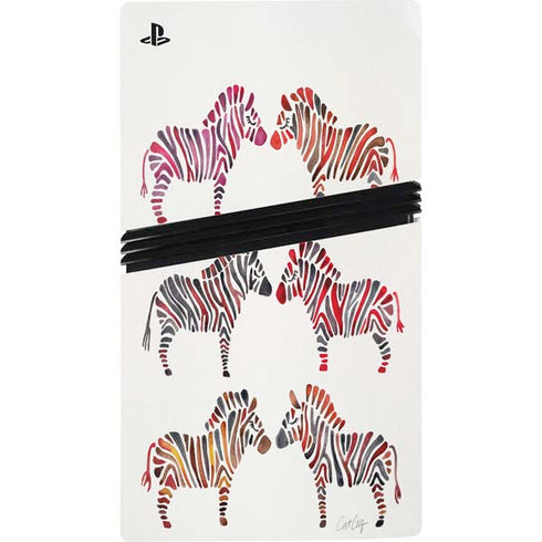 Rainbow Zebras by Cat Coq PS5 Pro Disk Console Skin