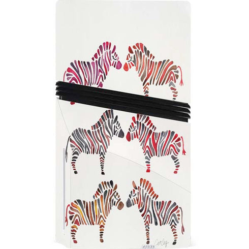 Rainbow Zebras by Cat Coq PS5 Pro Disk Console Skin