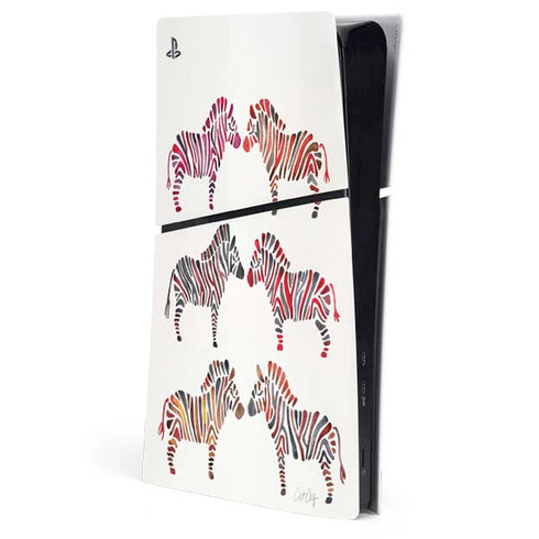 Rainbow Zebras by Cat Coq PS5 Slim Digital Edition Console Skin