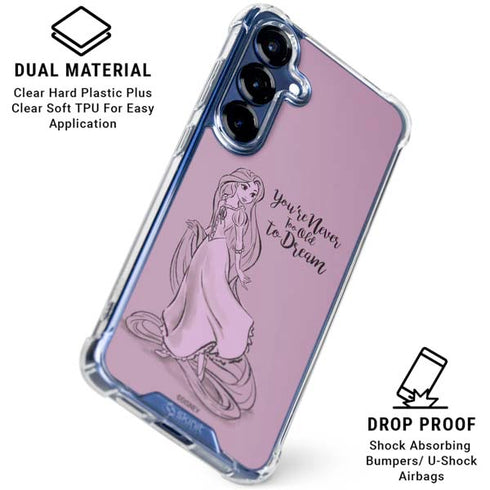 Disney Princess Rapunzel Never Too Old To Dream Art Galaxy S25 Plus Clear Case