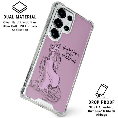 Disney Princess Rapunzel Never Too Old To Dream Art Galaxy S25 Ultra Clear Case