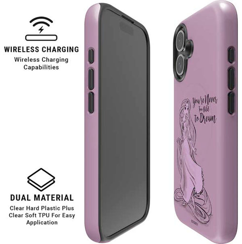 Disney Princess Rapunzel Never Too Old To Dream Art iPhone 16 Plus Magsafe Impact Case