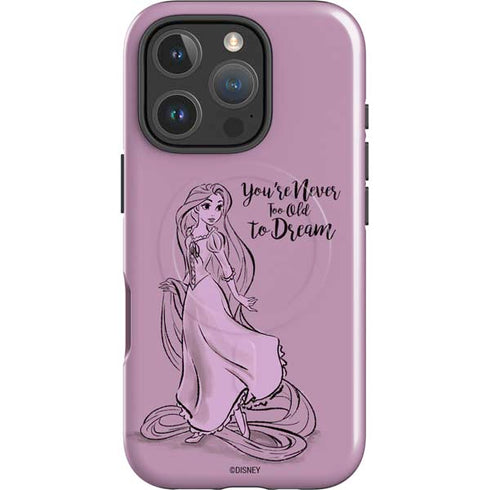 Disney Princess Rapunzel Never Too Old To Dream Art iPhone 16 Pro Magsafe Impact Case