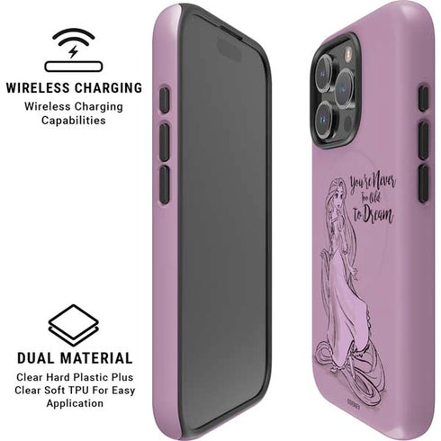 Disney Princess Rapunzel Never Too Old To Dream Art iPhone 16 Pro Magsafe Impact Case
