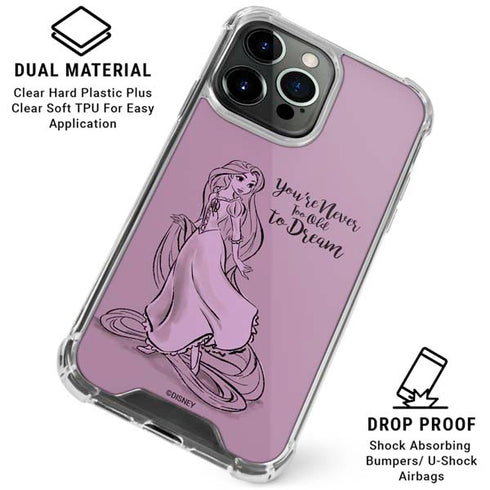 Disney Princess Rapunzel Never Too Old To Dream Art iPhone 16 Pro Max Clear Case