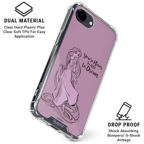 Disney Princess Rapunzel Never Too Old To Dream Art iPhone 16e Clear Case
