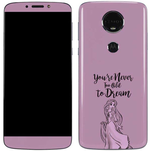 Disney Princess Rapunzel Never Too Old To Dream Art Moto E5 Plus Skin