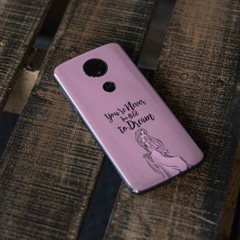 Disney Princess Rapunzel Never Too Old To Dream Art Moto E5 Plus Skin