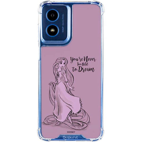 Disney Princess Rapunzel Never Too Old To Dream Art Moto G Play 4G (2024) Clear Case