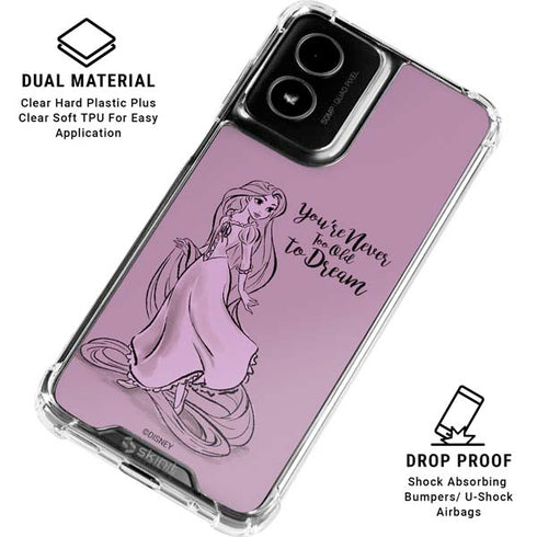 Disney Princess Rapunzel Never Too Old To Dream Art Moto G Power 5G (2024) Clear Case