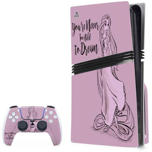 Disney Princess Rapunzel Never Too Old To Dream Art PS5 Pro Disk Bundle Skin