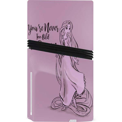 Disney Princess Rapunzel Never Too Old To Dream Art PS5 Pro Disk Console Skin
