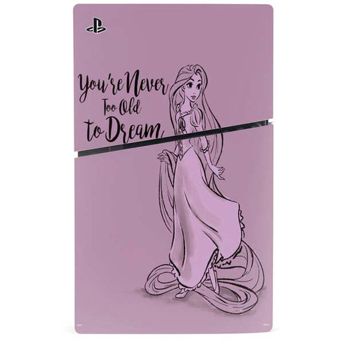Disney Princess Rapunzel Never Too Old To Dream Art PS5 Slim Digital Edition Console Skin