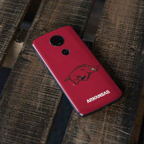 University of Arkansas-Fayetteville Razorbacks Red Logo Moto E5 Plus Skin