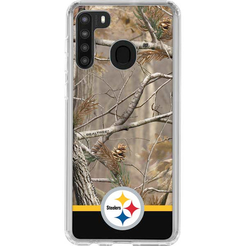NFL Realtree Camo Pittsburgh Steelers Galaxy A21 Clear Case
