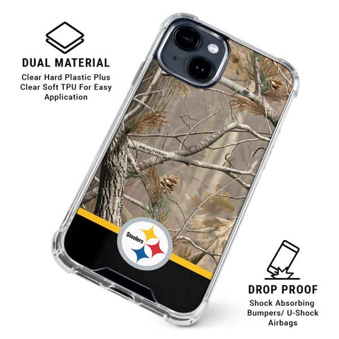 NFL Realtree Camo Pittsburgh Steelers iPhone 15 Clear Case