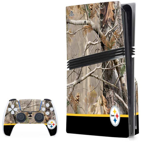 NFL Realtree Camo Pittsburgh Steelers PS5 Pro Disk Bundle Skin