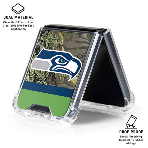 NFL Realtree Camo Seattle Seahawks Galaxy Z Flip6 Clear Case