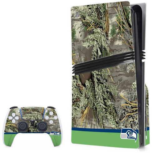 NFL Realtree Camo Seattle Seahawks PS5 Pro Disk Bundle Skin