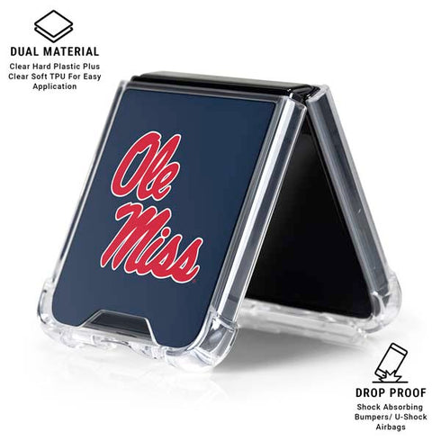 University of Mississippi Rebels Ole Miss Galaxy Z Flip7 Clear Case